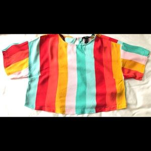 Striped Rainbow Shirt Size Med Crop
